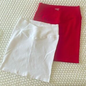 •SET•OQQ Ribbed Mini Skirt High Waist Skirt NWT